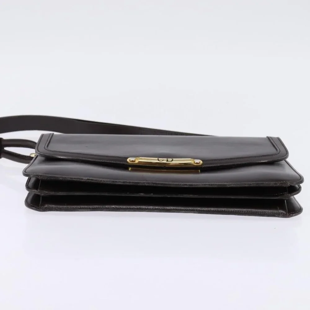 Authentic Christian Dior Shoulder Bag Leather Brown Gold - Picture 16 of 16